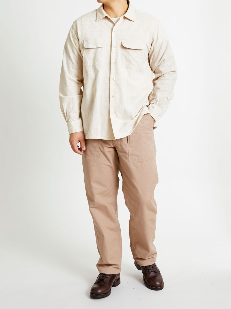 Classic Shirt in Beige Cotton Slub