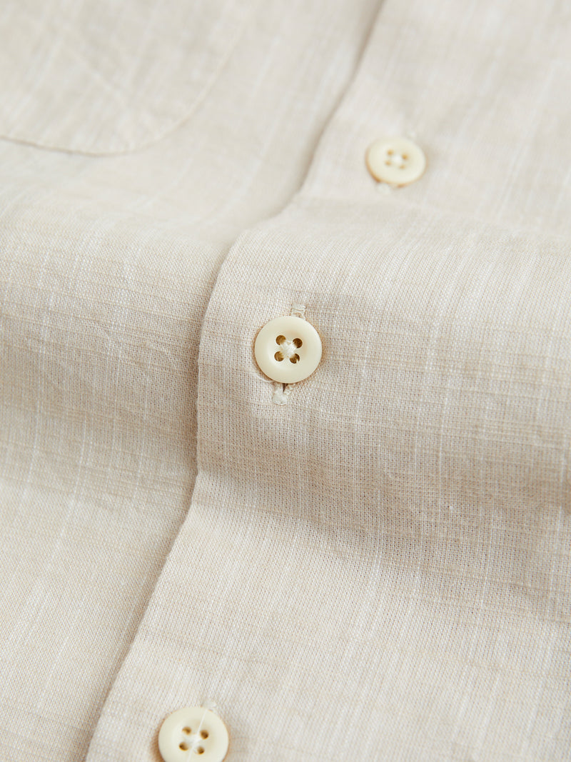 Classic Shirt in Beige Cotton Slub