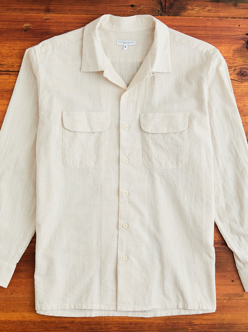 Classic Shirt in Beige Cotton Slub