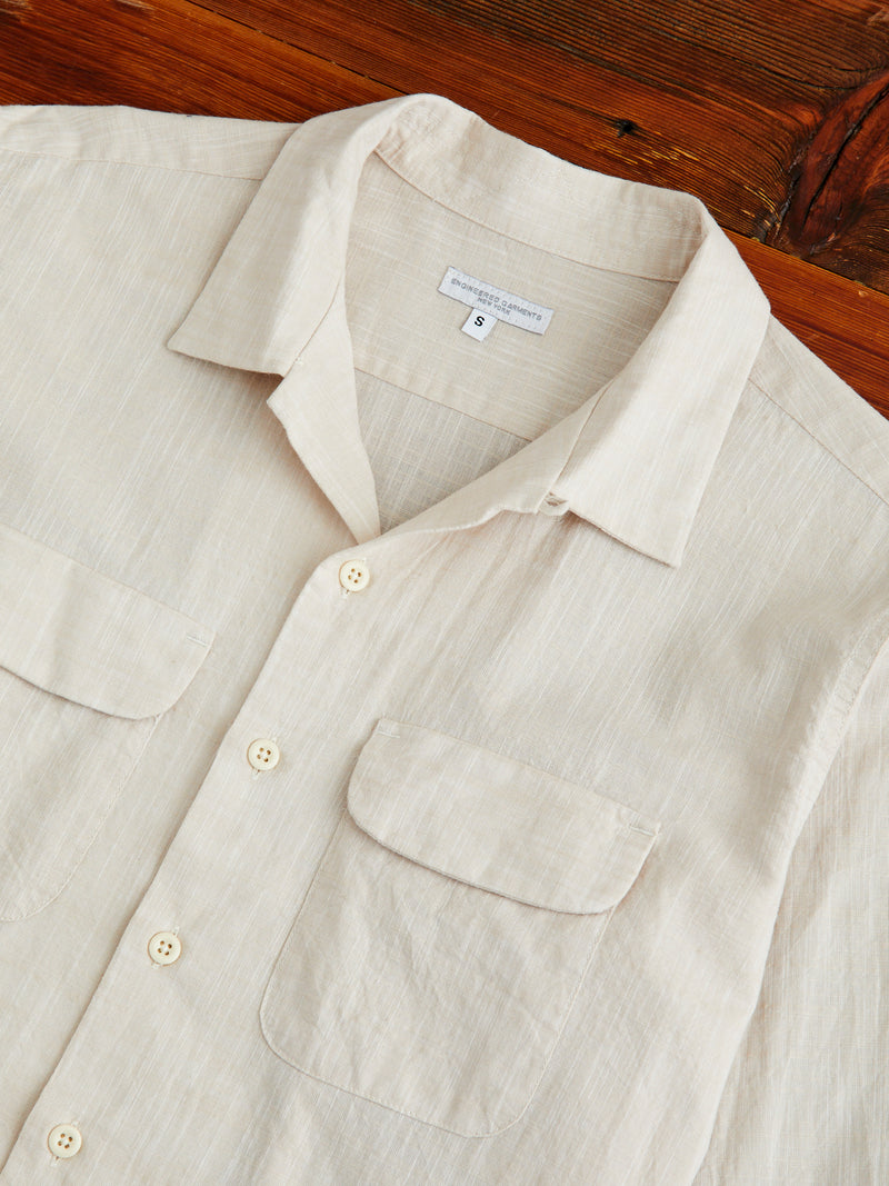 Classic Shirt in Beige Cotton Slub