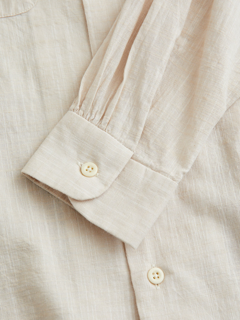 Classic Shirt in Beige Cotton Slub