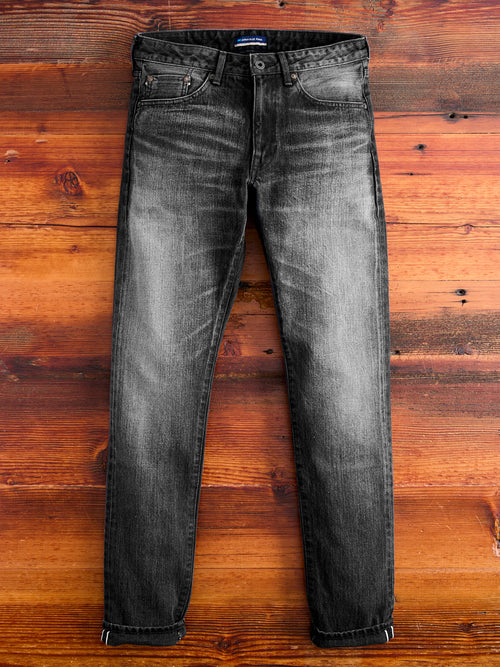 J214 "Aged Wash" 14oz Black Washed Selvedge Denim - Tapered Fit