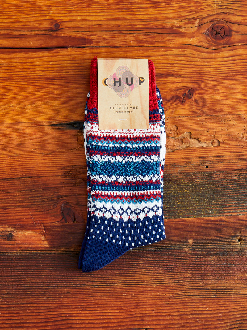 Log Home Sock in Navy