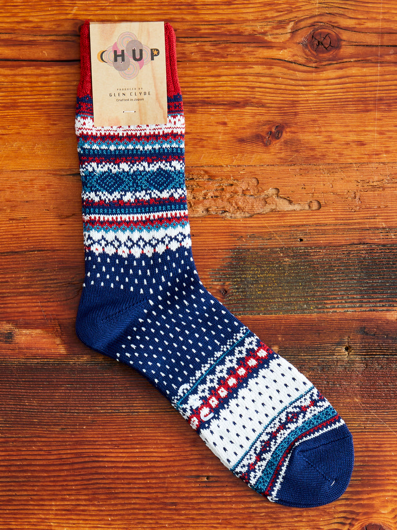 Log Home Sock in Navy