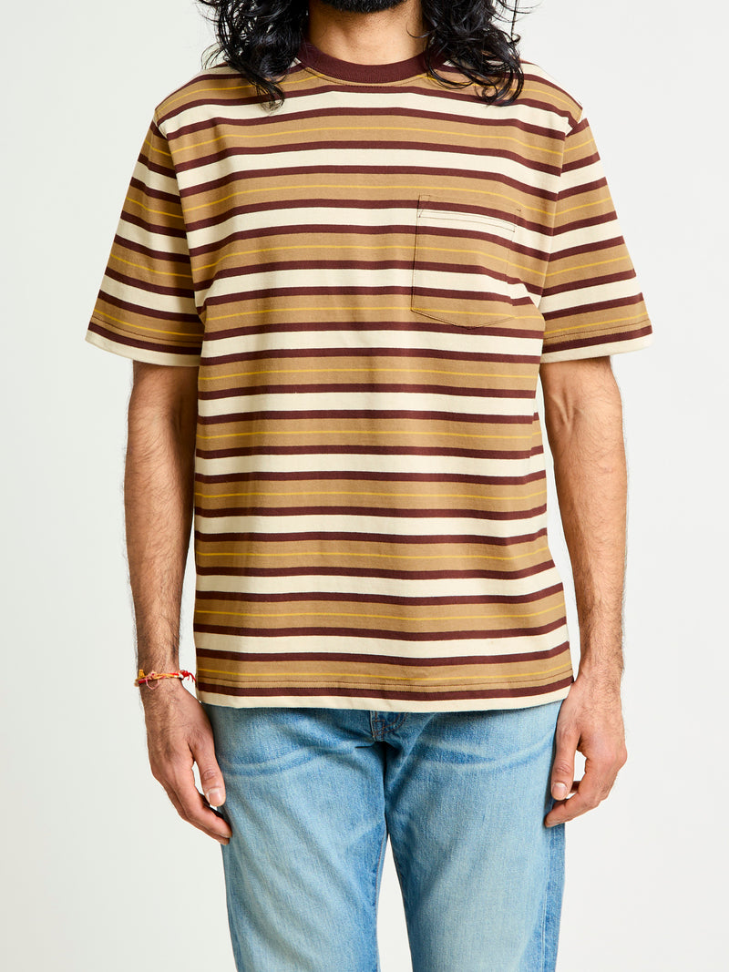 Multistripe Pocket T-Shirt in Light Brown