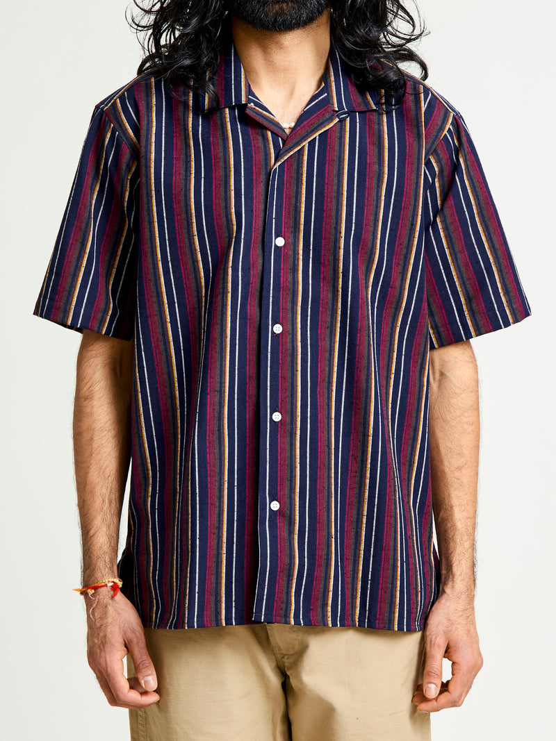 Cabana Stripe Camp Shirt in Indigo