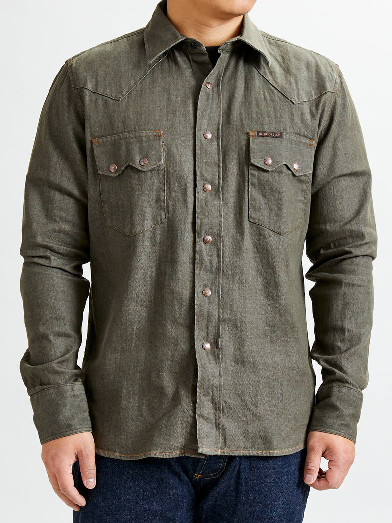 Ryman 7.5oz Denim Shirt in Green