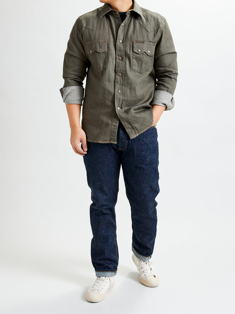 Ryman 7.5oz Denim Shirt in Green