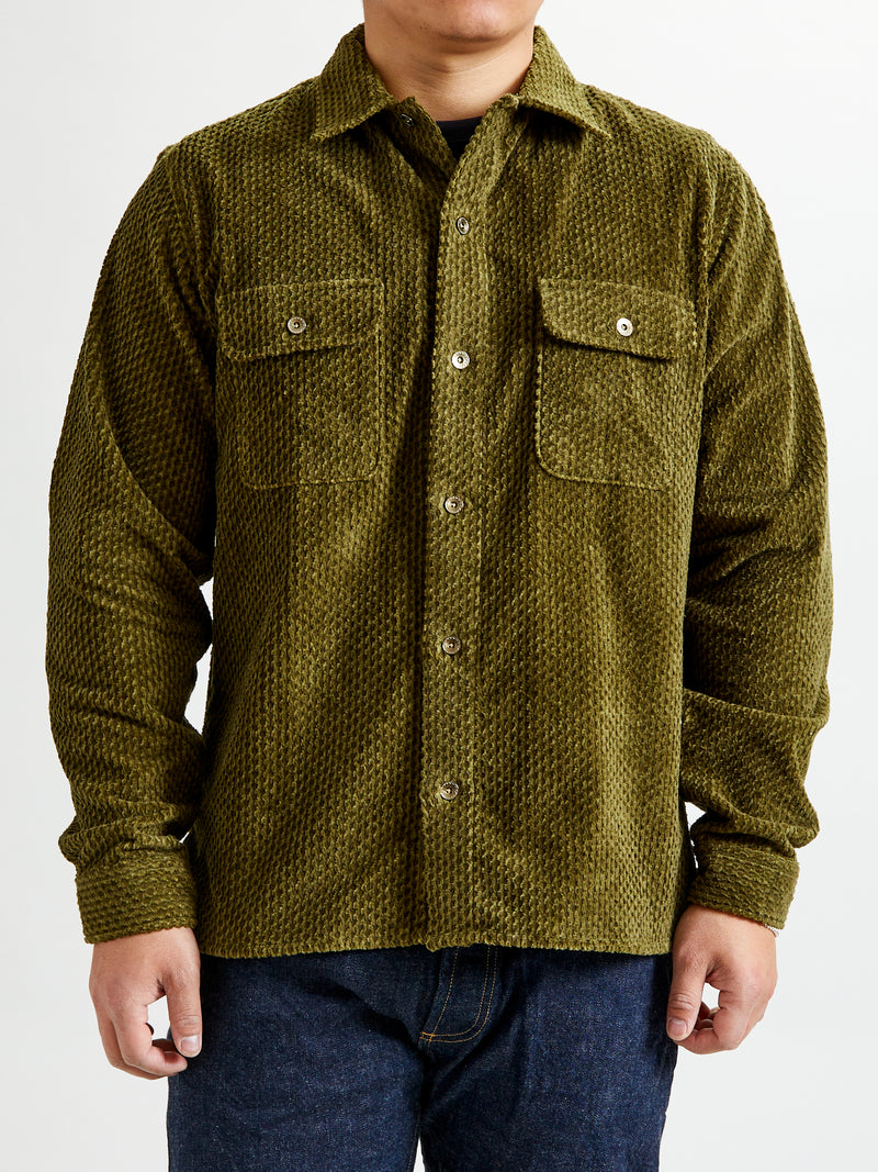 Dobby Corduroy Webster Shirt in Green