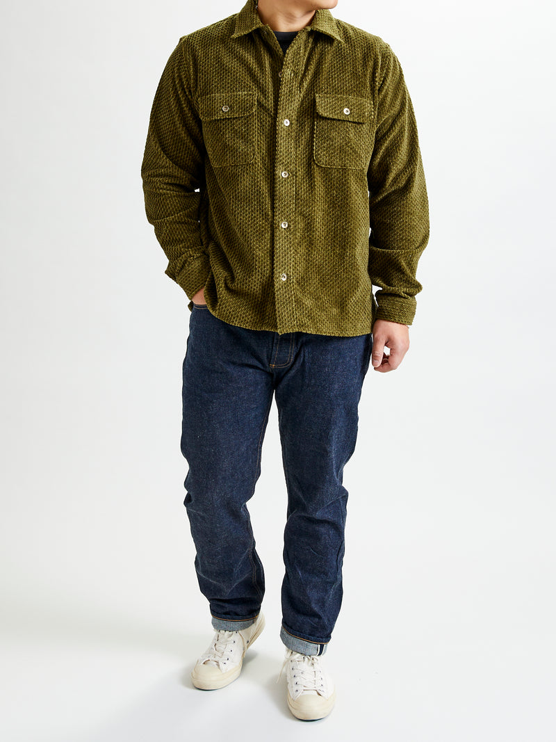 Dobby Corduroy Webster Shirt in Green