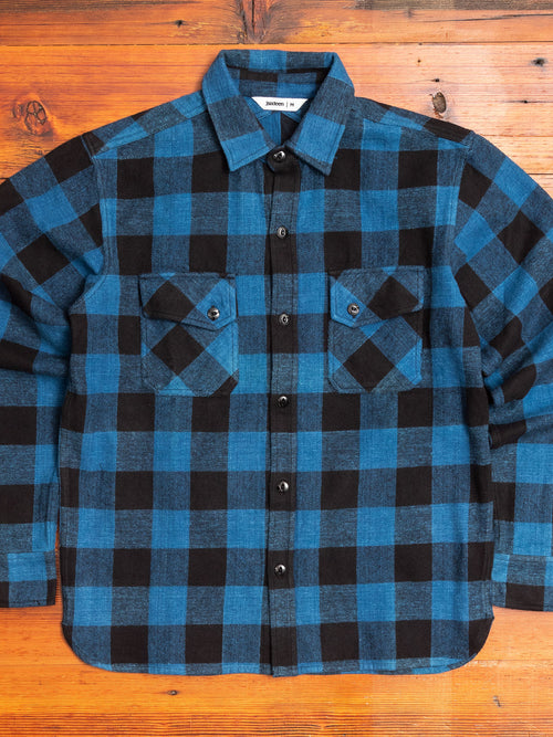 Crosscut Flannel in Indigo Buffalo Plaid