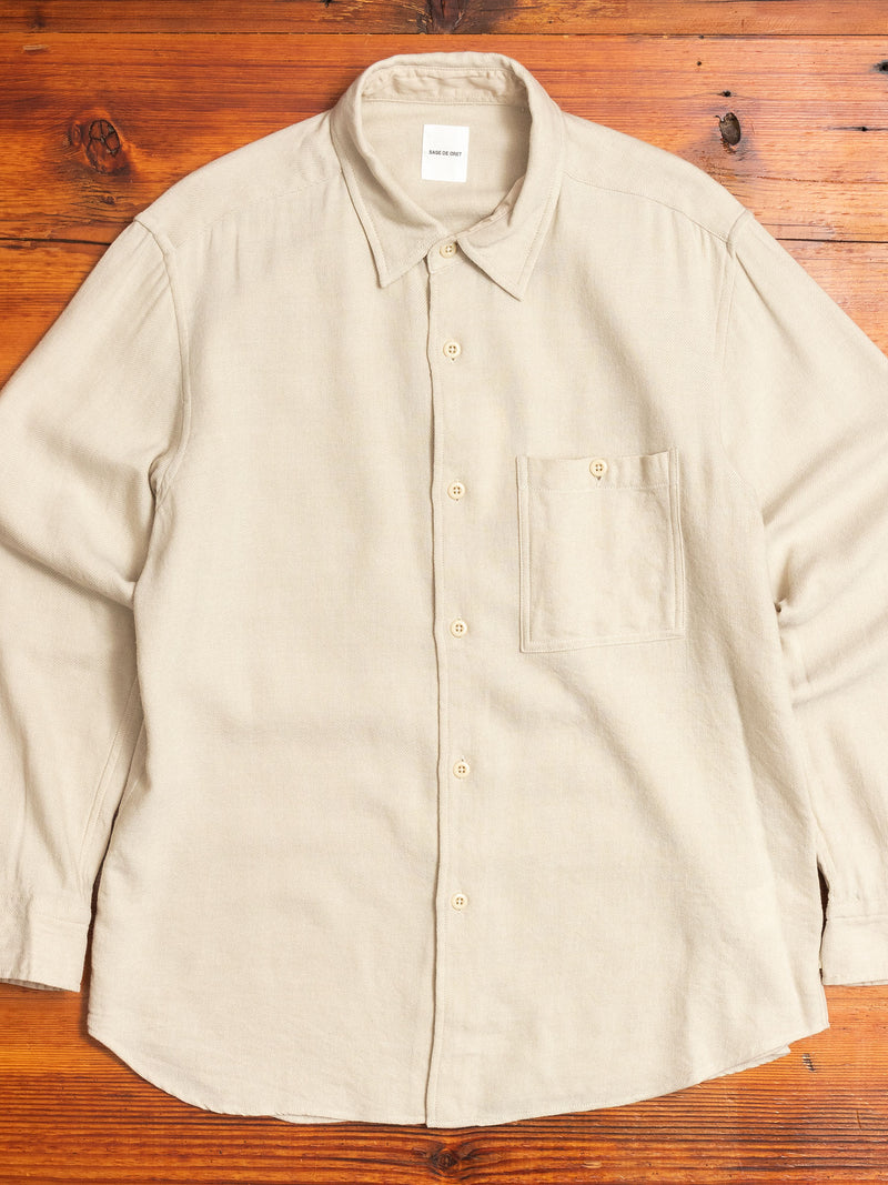 Linen-Wool Work Shirt in Off White