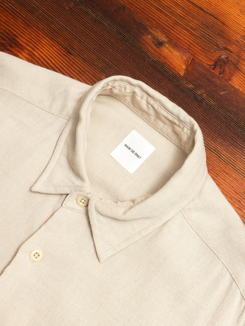 Linen-Wool Work Shirt in Off White