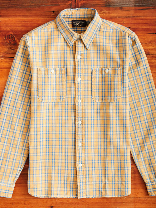 Cody Work Shirt in Tan/Indigo