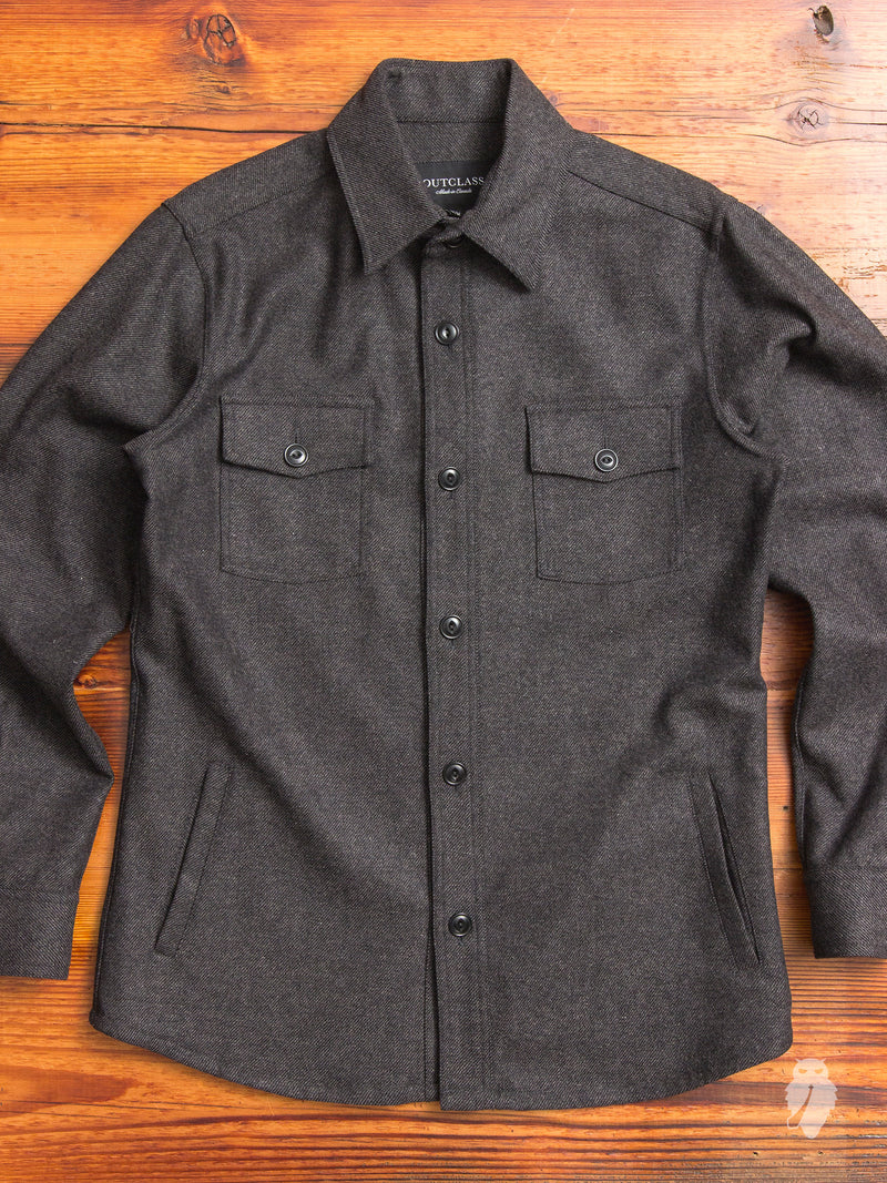 Wool Twill CPO Shirt in Grey