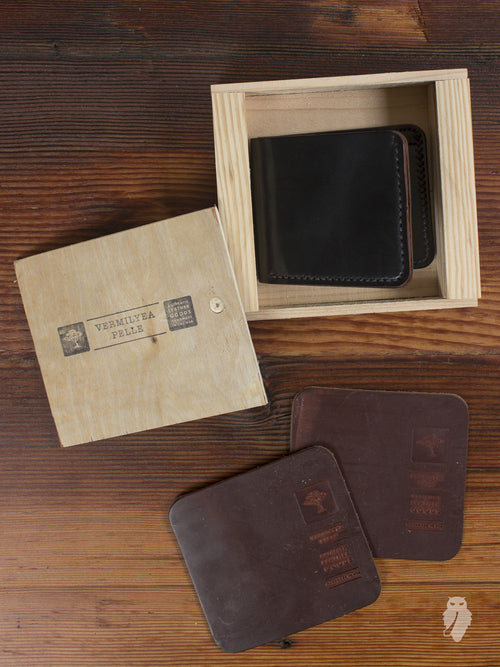 Shell Cordovan Bifold Wallet in Black