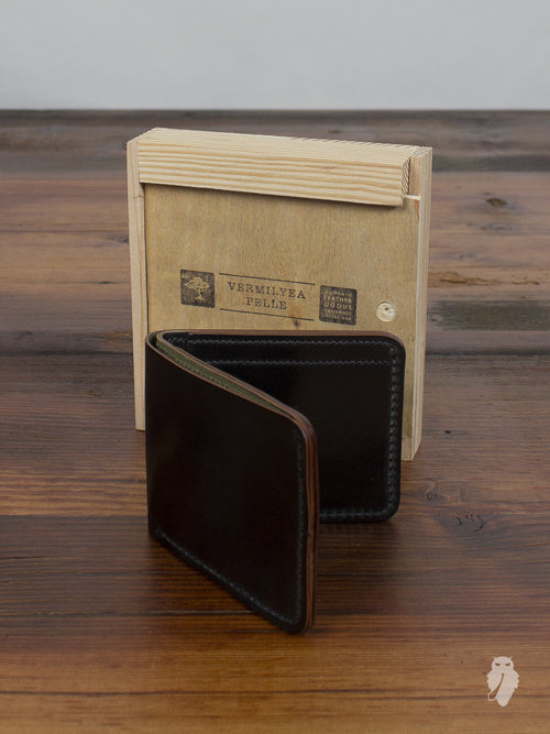 Shell Cordovan Bifold Wallet in Black