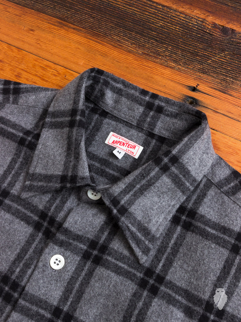 "Ted" Shaggy Flannel Shirt in Grey