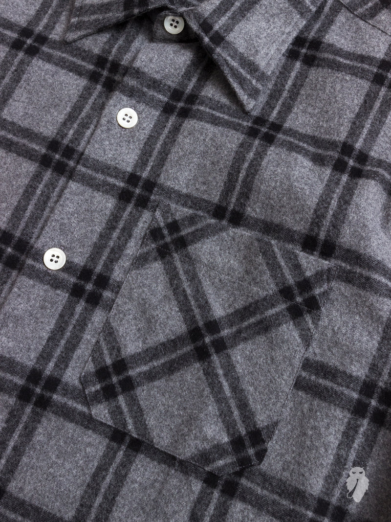 "Ted" Shaggy Flannel Shirt in Grey