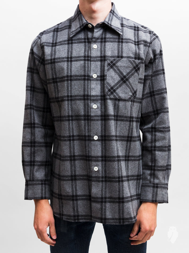 "Ted" Shaggy Flannel Shirt in Grey