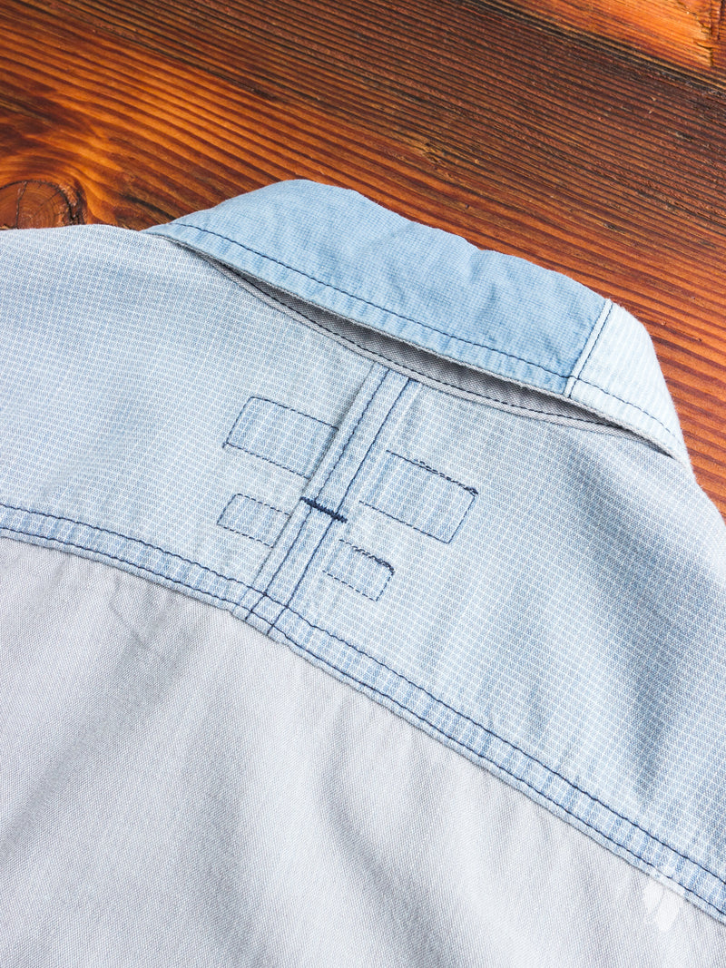 Boro Repair Button-Up Shirt in Washed Indigo