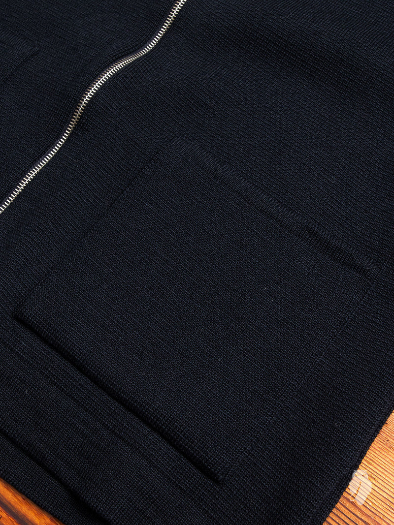 "Roscoff" Shawl Zip Sweater in Navy