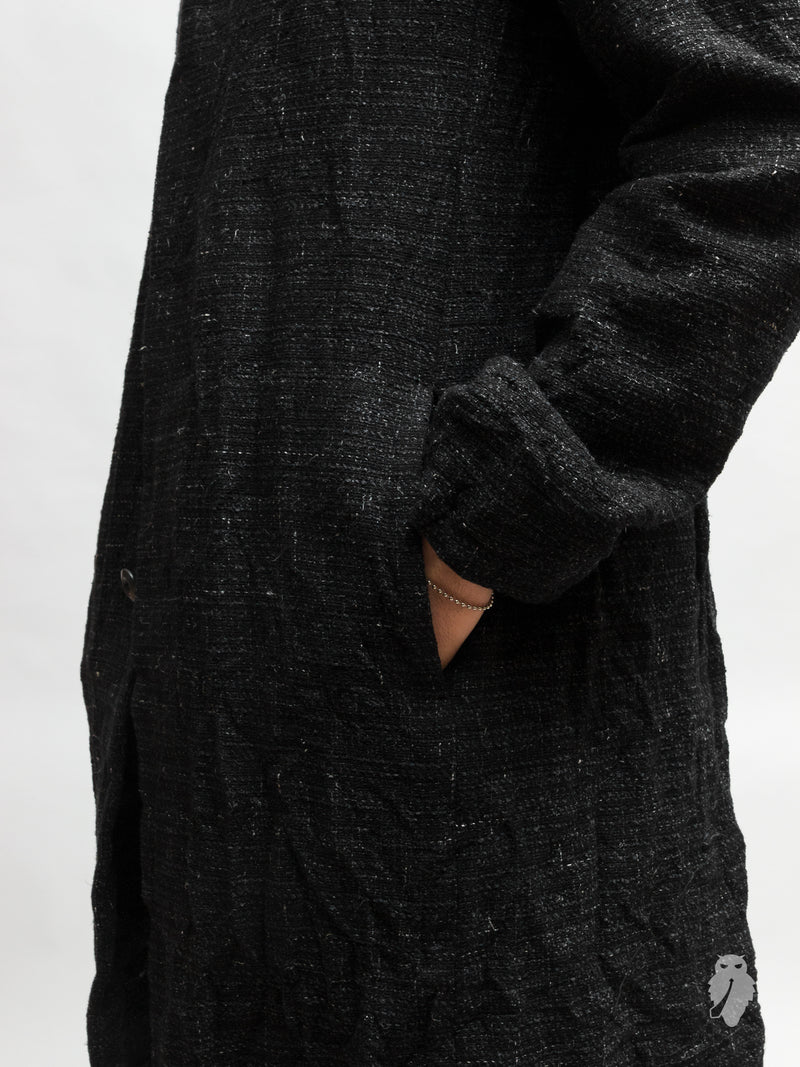 Washi Tweed Mac Coat in Black