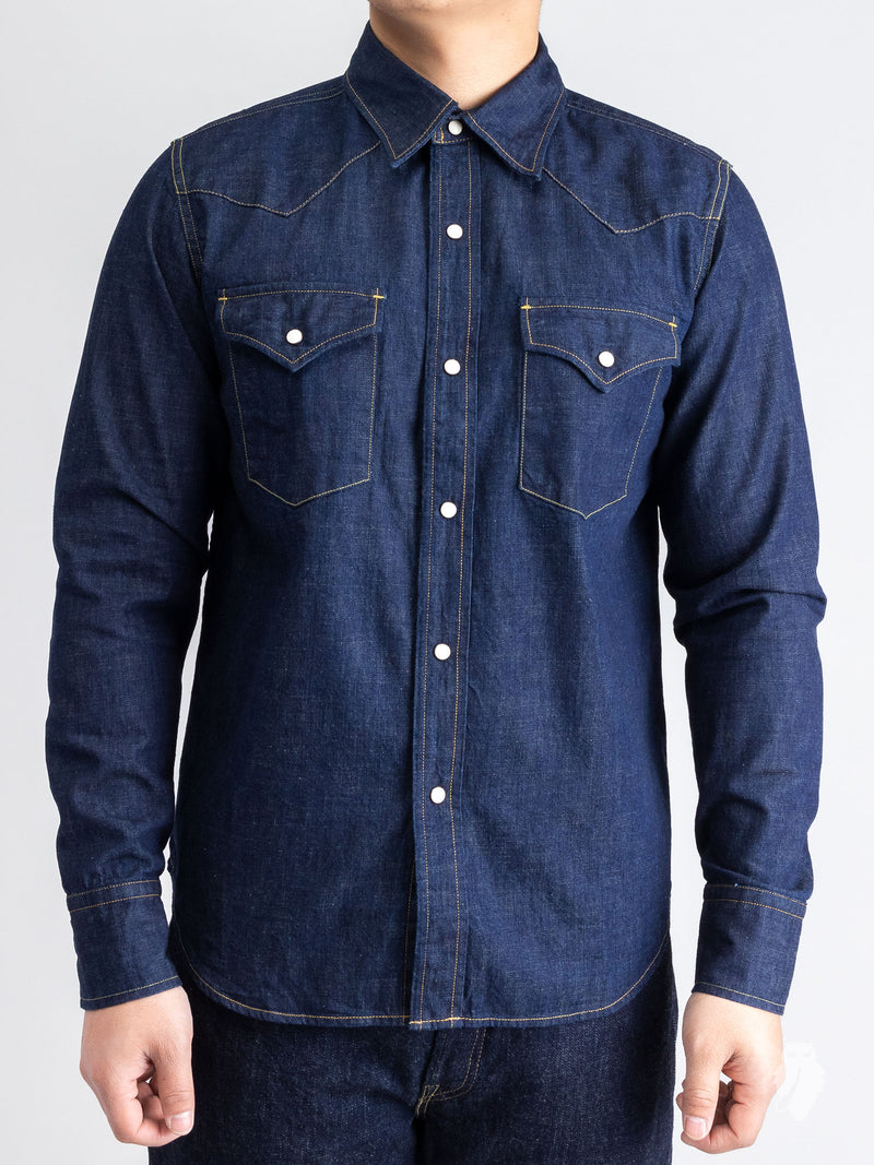 8oz Denim Western Shirt in Indigo