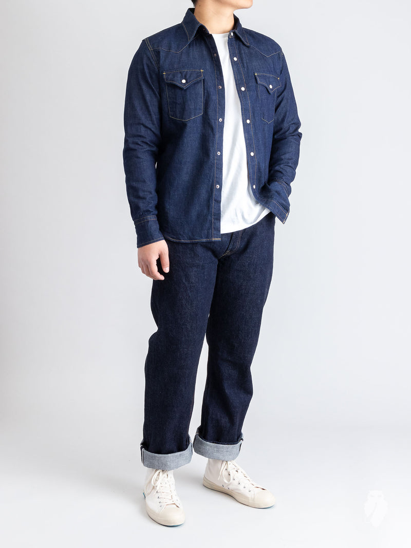 8oz Denim Western Shirt in Indigo