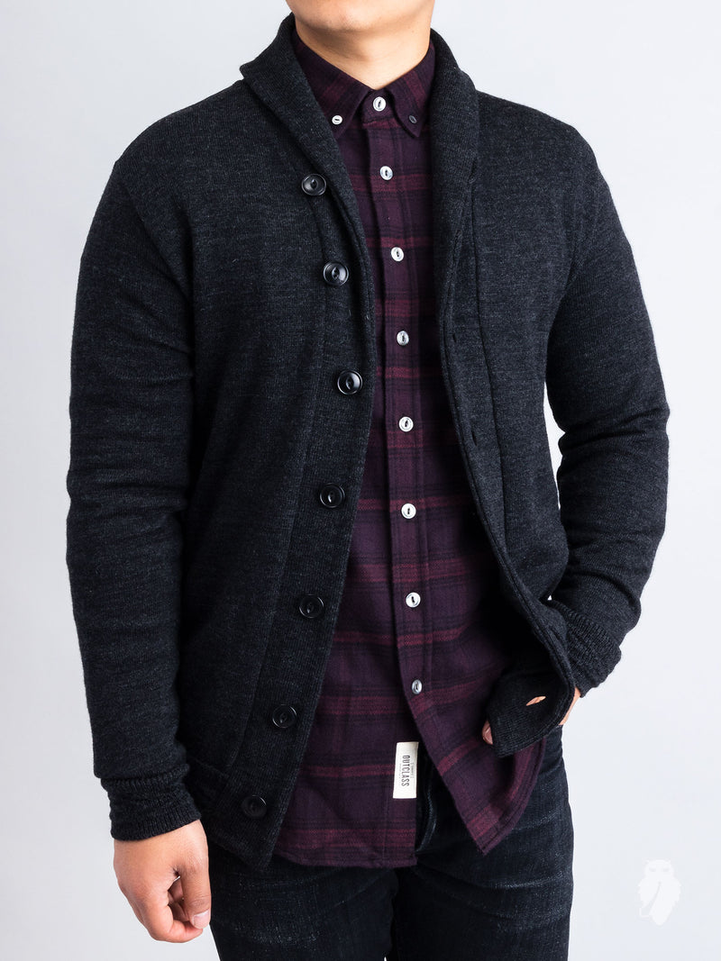 Shawl Collar Cardigan in Charcoal