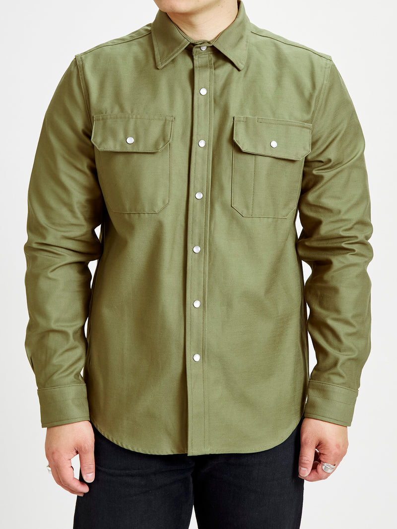 Drover Overshirt in Fatigue Sateen