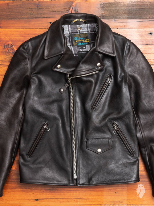 "3sixteen x Schott NYC" Perfecto Leather Jacket in Black