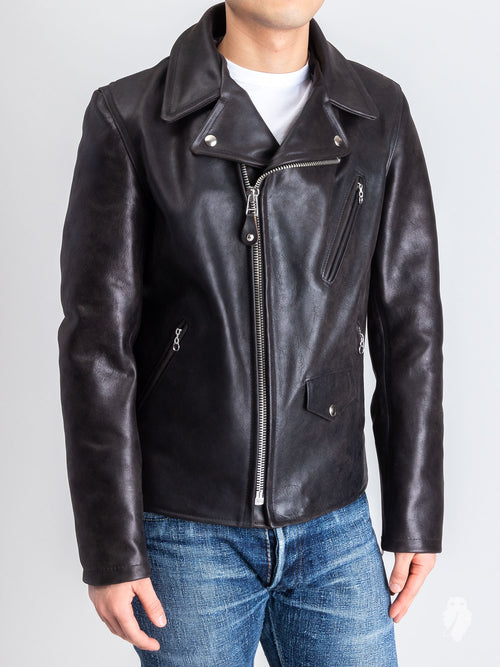 "3sixteen x Schott NYC" Perfecto Leather Jacket in Black