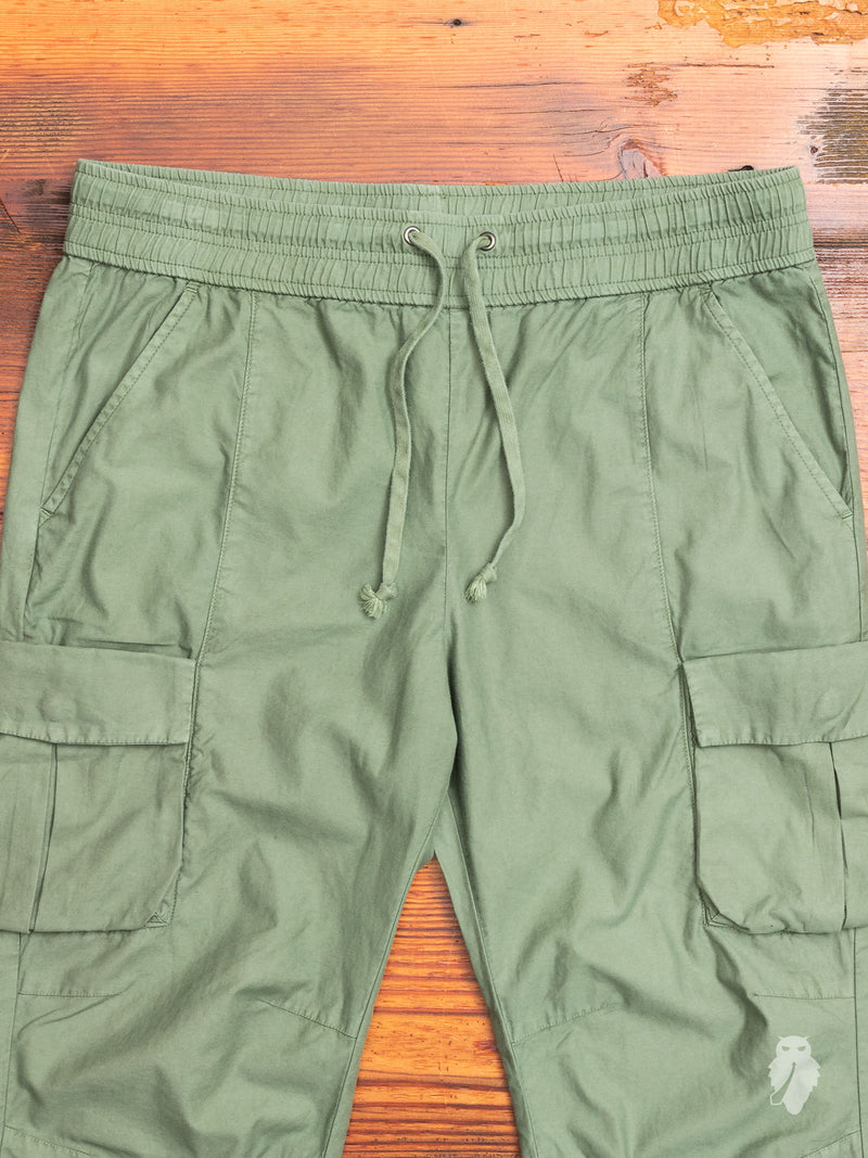 Back Sateen Cargo Pants in Olive