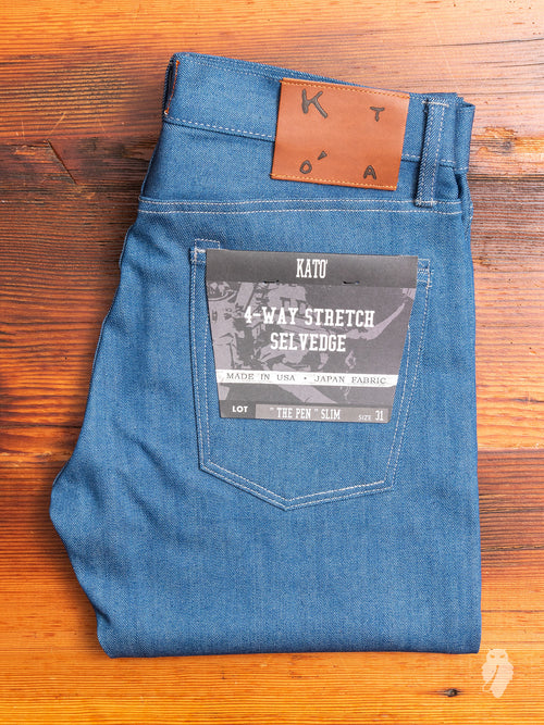 "Cobalt" 10.5oz Stretch Selvedge Denim - Pen Slim