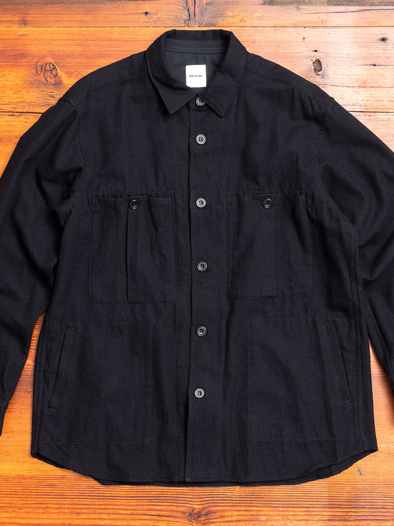 Wool Shirt Jacket in Dark Navy