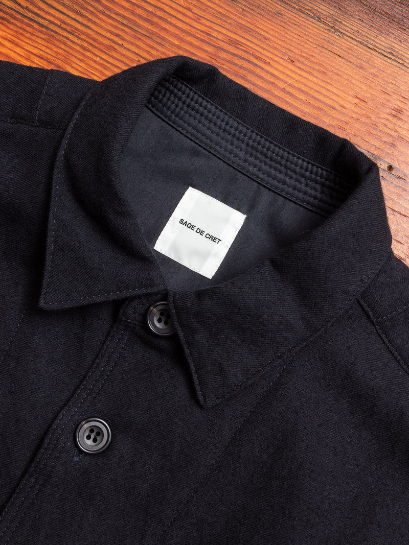 Wool Shirt Jacket in Dark Navy