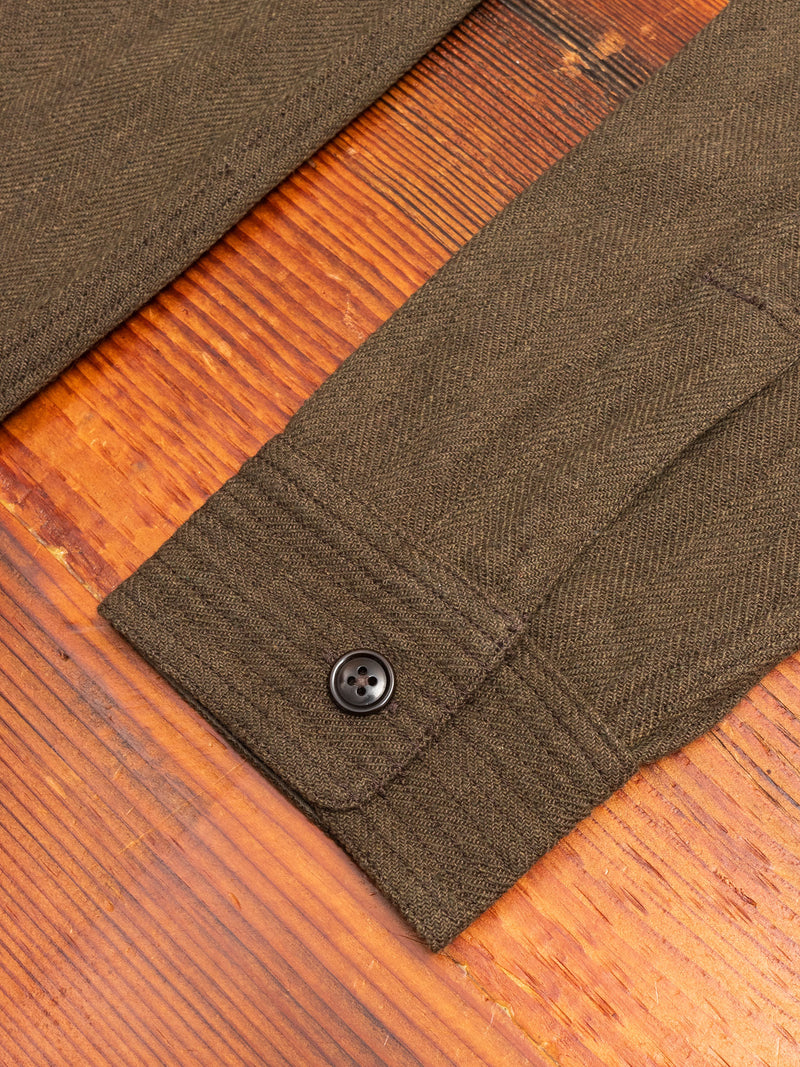 Wool HBT Work Shirt in Olive