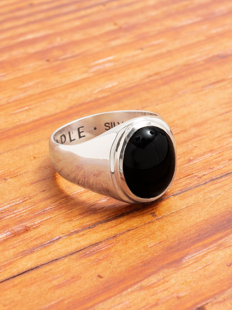 Men's Silver Signet Ring with Onyx