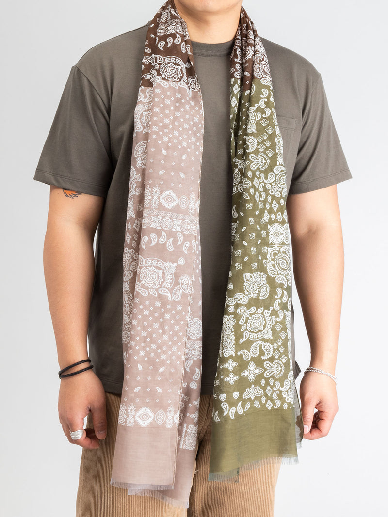 Bandana Silk Blend Scarf in Earth Tones