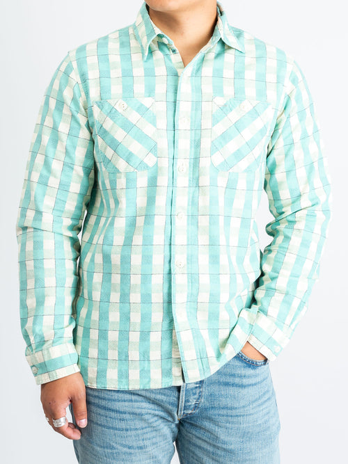 Farrell Workshirt in Green/Cream