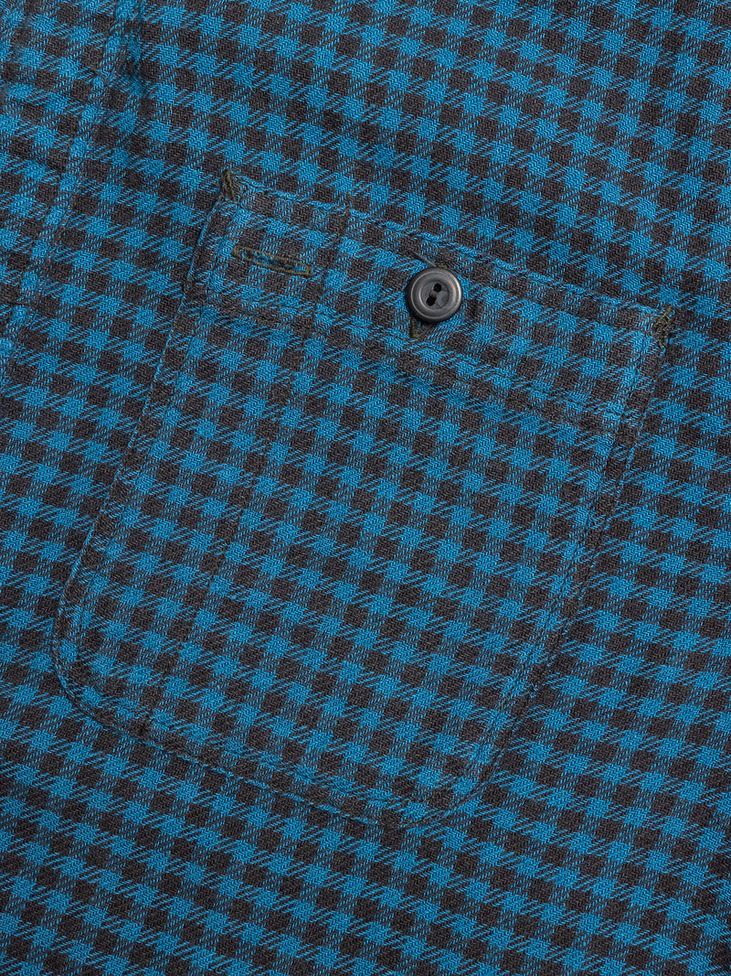 Linen Plaid Farrell Work Shirt in Blue/Sulphur Black