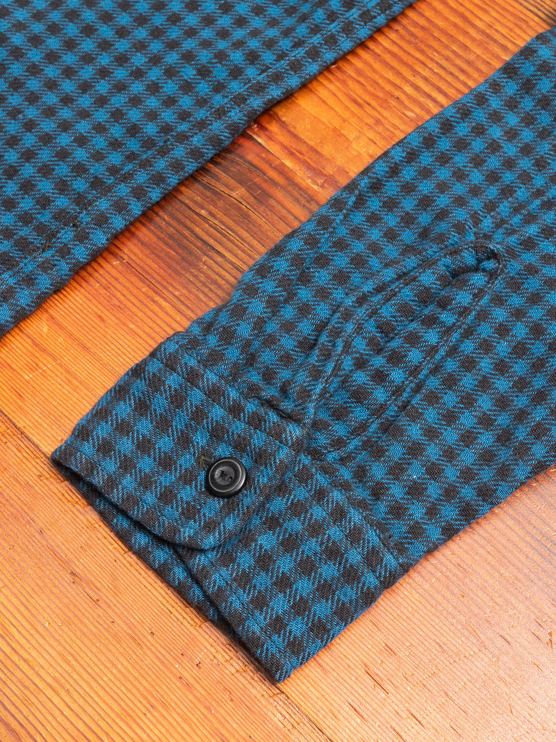 Linen Plaid Farrell Work Shirt in Blue/Sulphur Black