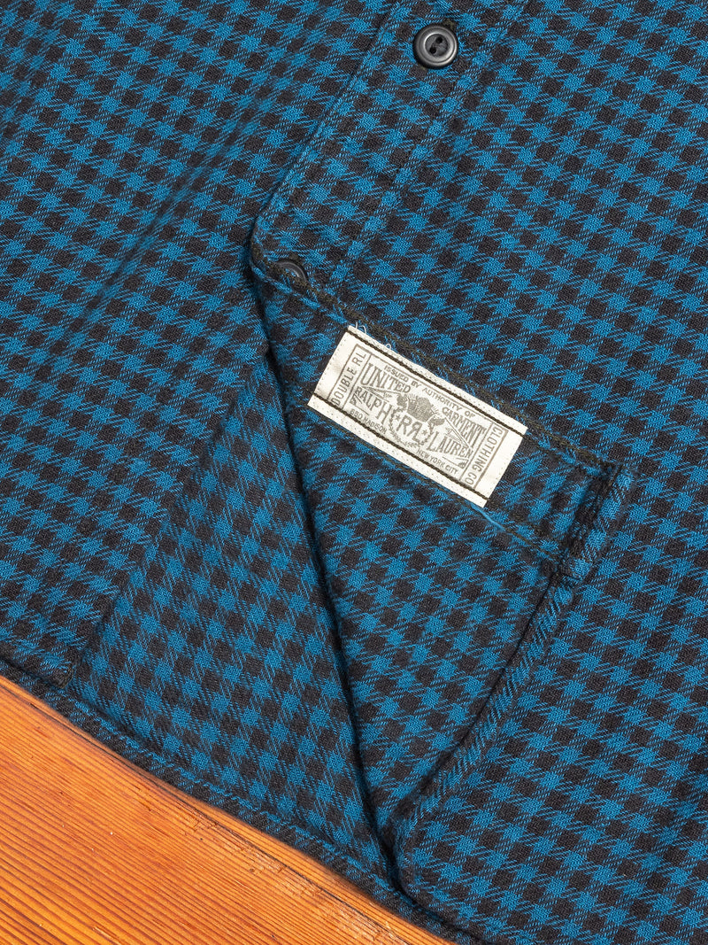 Linen Plaid Farrell Work Shirt in Blue/Sulphur Black