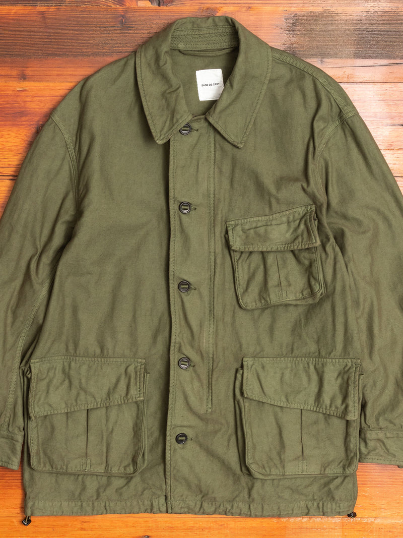 Fatigue Long Jacket in Olive