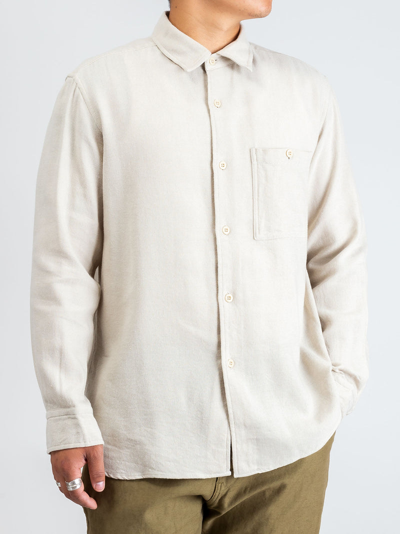 Linen-Wool Work Shirt in Off White