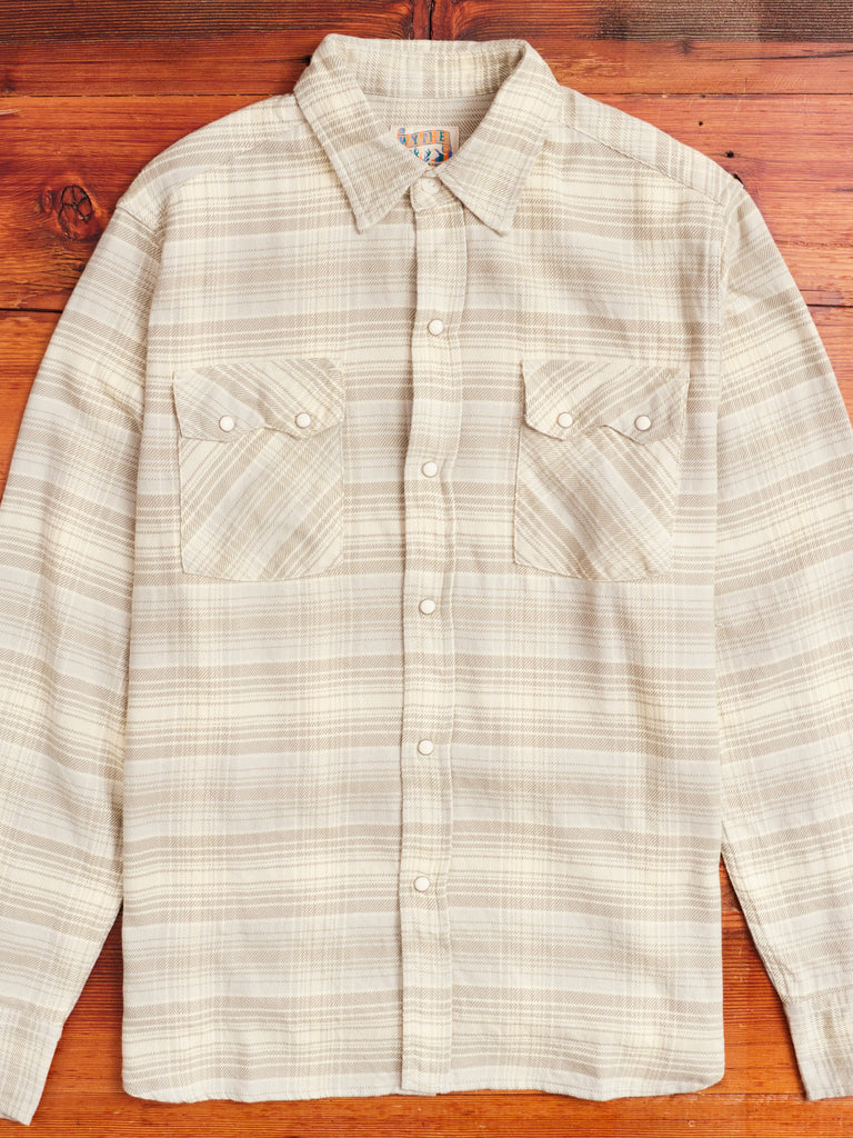 Wythe Washed Flannel Pearl Snap Shirt in Warming Grey Large