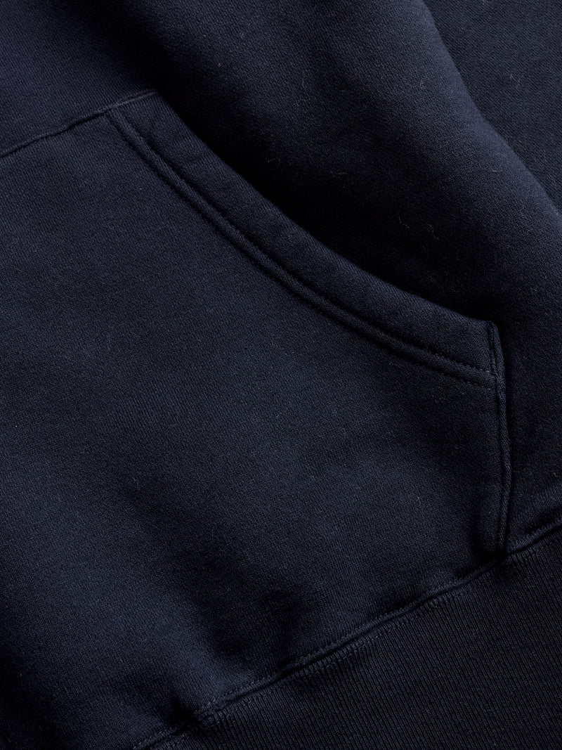 Japan-Made Fleece Hoodie in Navy