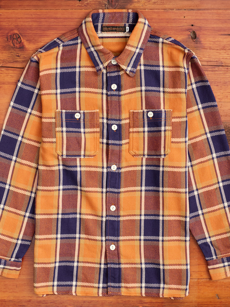 Original Check Cotton Flannel Shirt Nick in Dull Orange – Blue