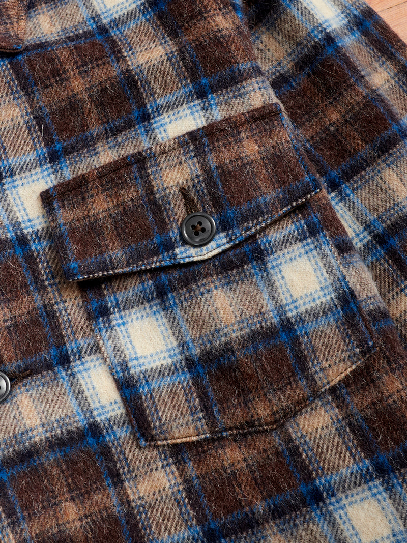 Wool CPO Shirt Jacket in Brown Plaid